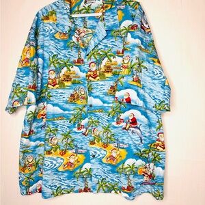 Aloha Republic Mens Fun Santa Hawaiian Shirt 3X Button Down Short Sleeve Unique